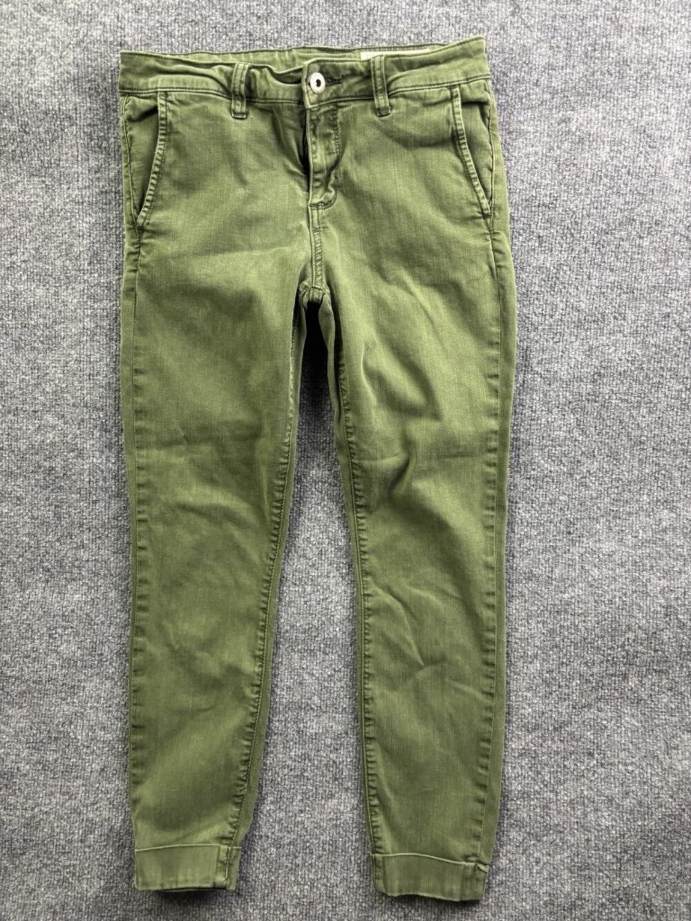 Pistola Chino Pants Womens 27 Green Twill Ankle Slim Stretch Pockets Casual
